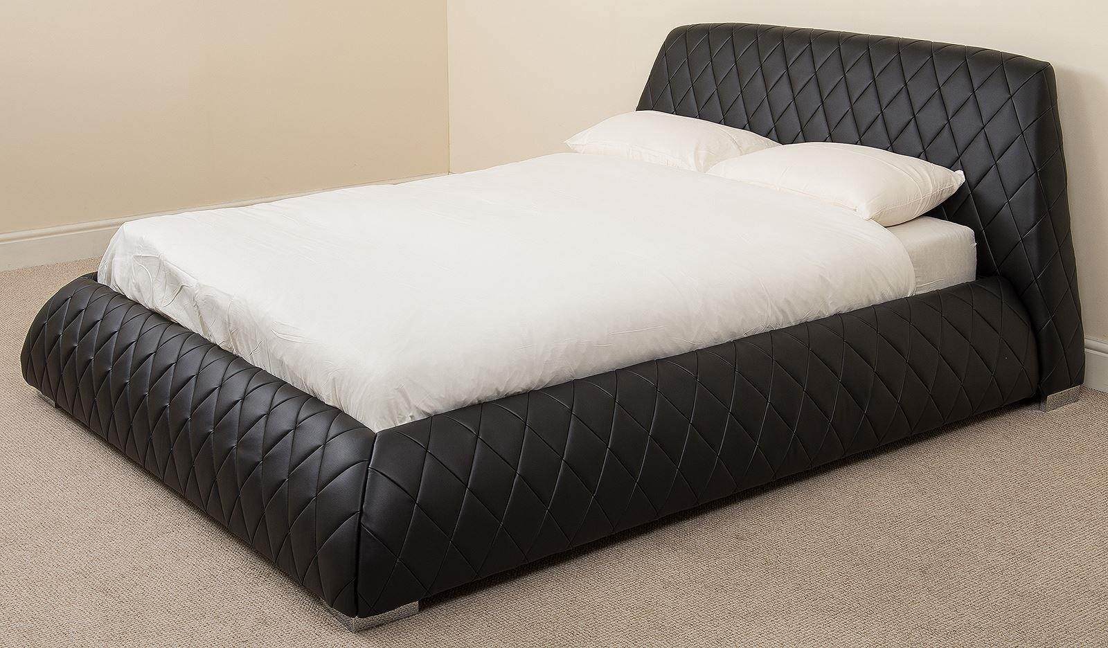 Giovani 5ft Kingsize Designer Black Leather Bed Frame & Memory Foam