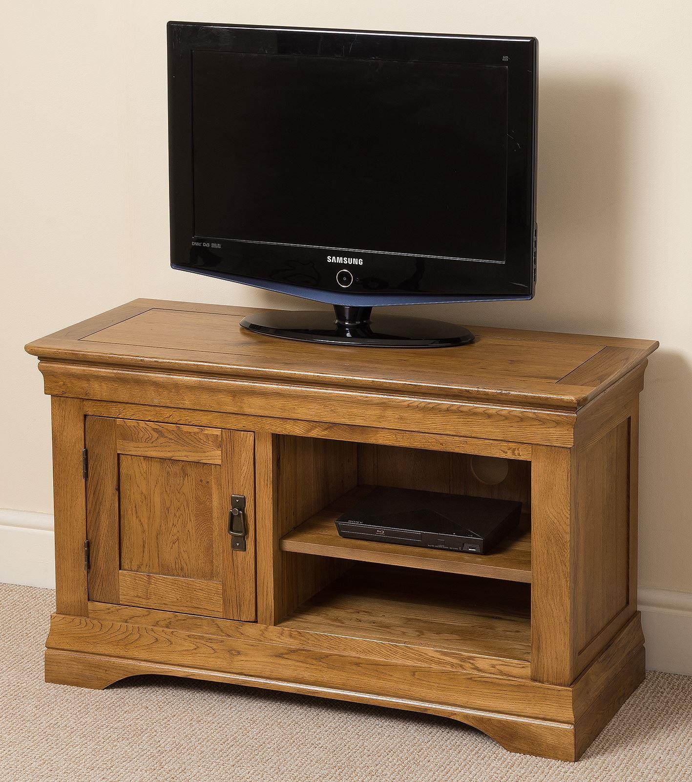 French Chateau Solid Oak Small TV Modern Furniture Direct