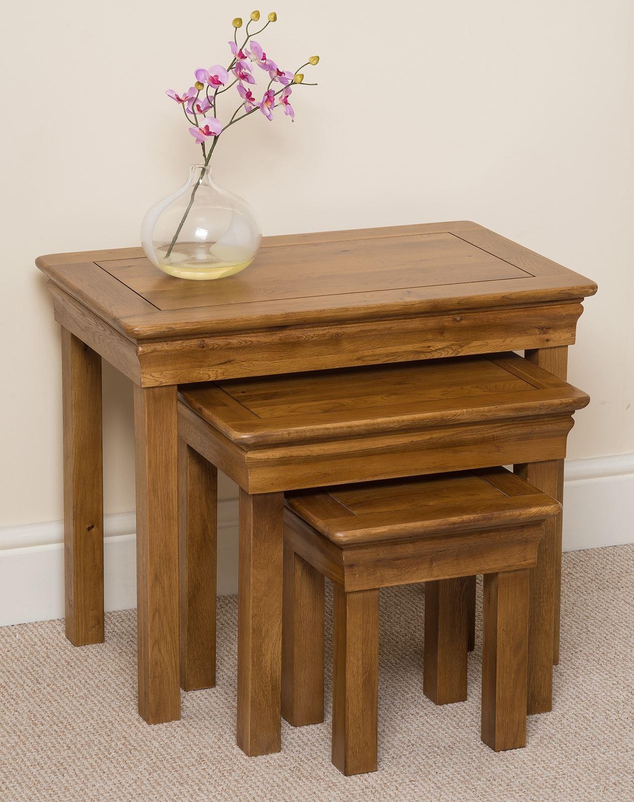 French Chateau Oak Nest of Tables Modern Furniture Direct