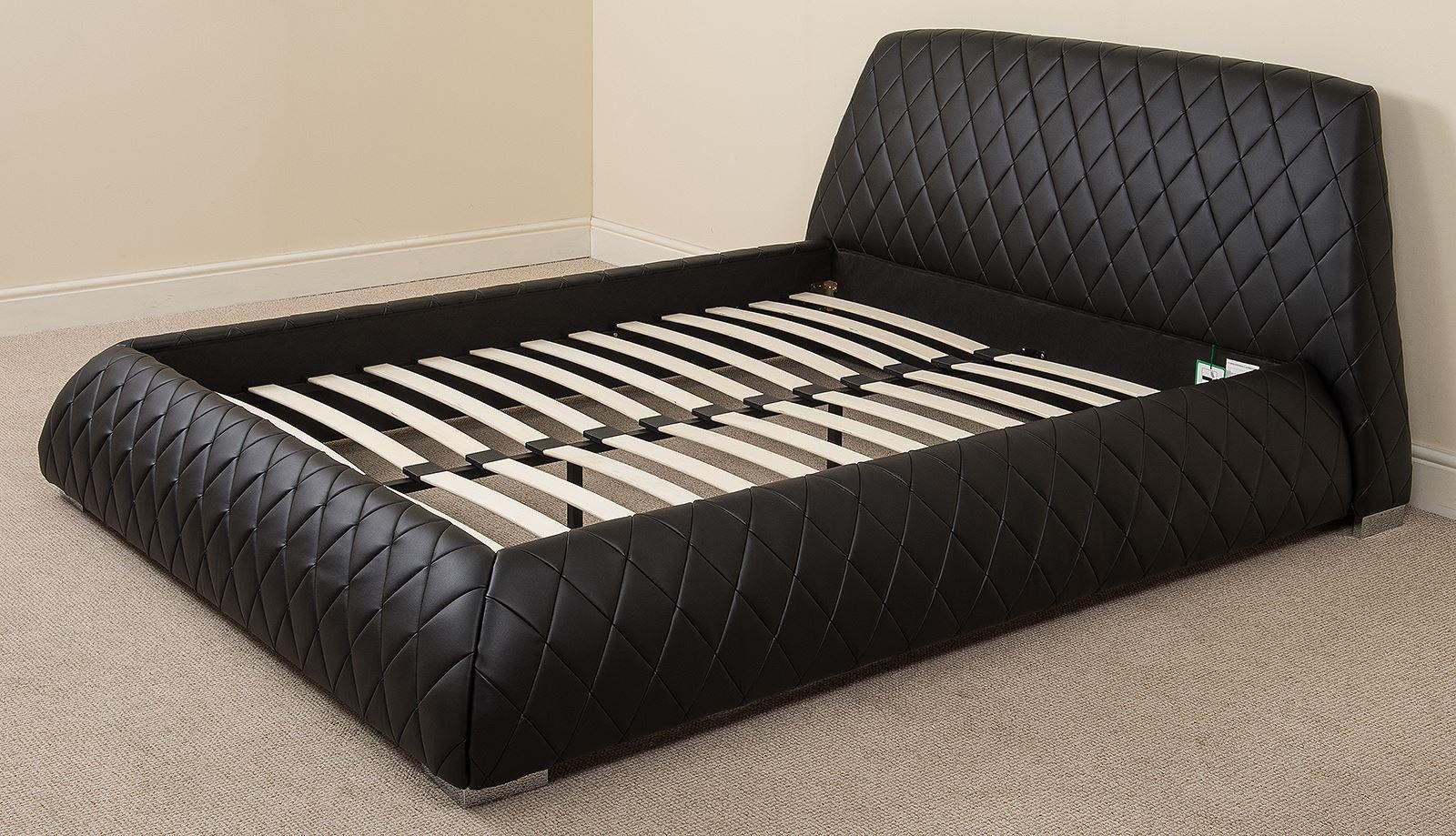 Giovani 5ft Kingsize Designer Black Leather Bed Frame & Memory Foam Mattress