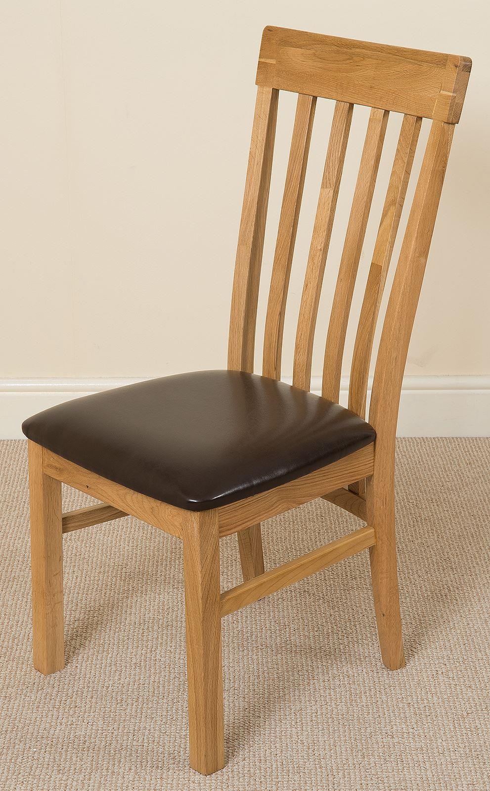 Harvard Solid Oak Dining Chair [Light Oak and Brown Leather]