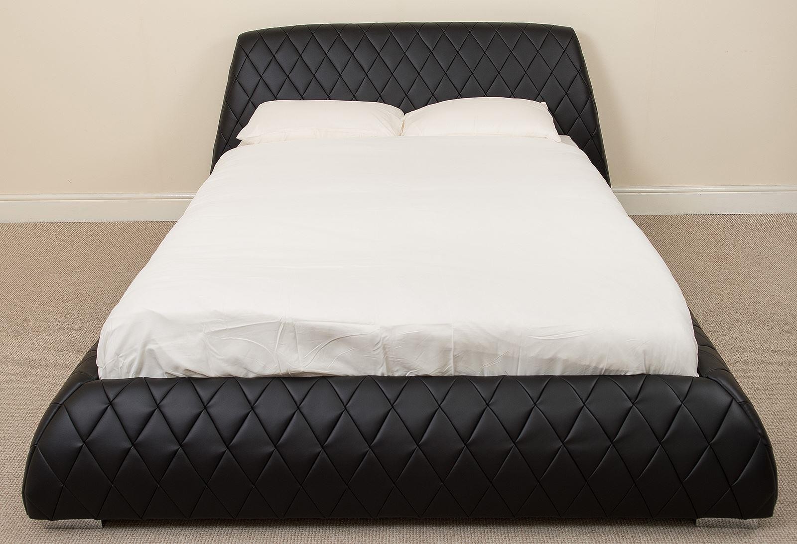 Giovani 5ft Kingsize Designer Black Leather Bed Frame & Memory Foam