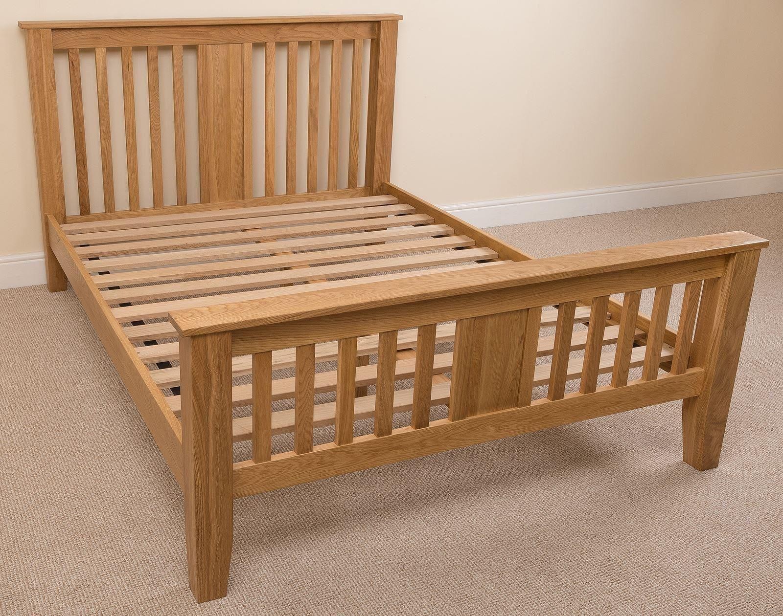 Boston Solid Oak 4ft6 Bed and Mattress Sets Modern Furniture Direct