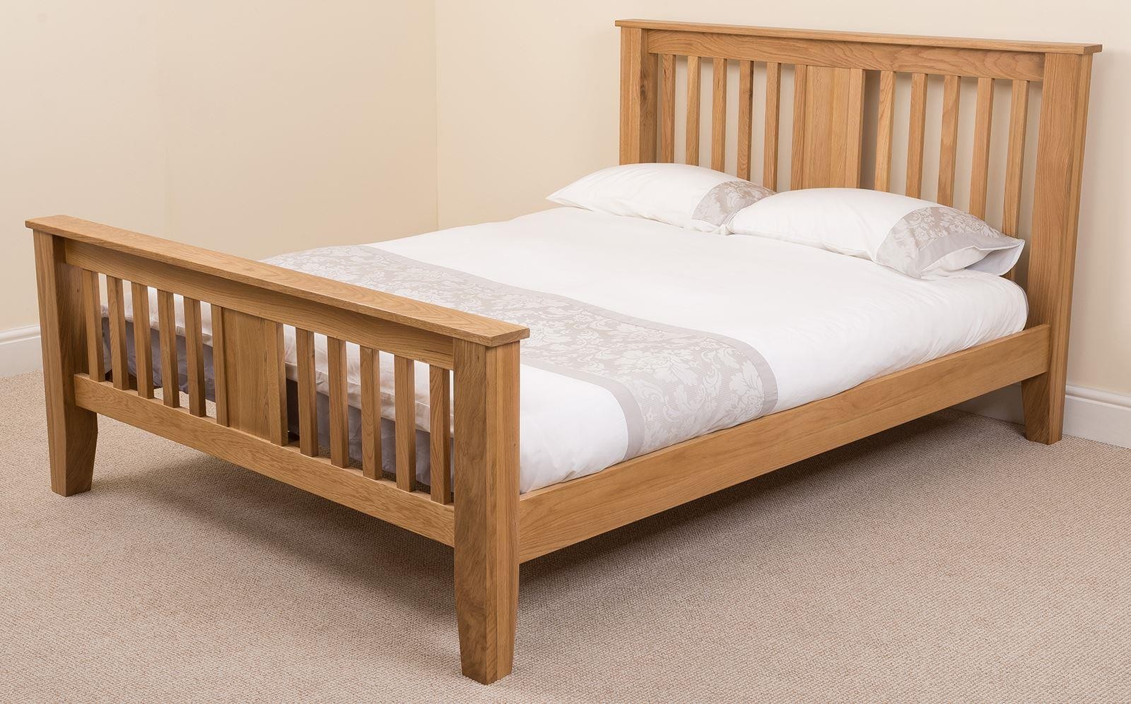 Boston 5ft King Size Bed And Mattress, Solid Oak King Size Bed