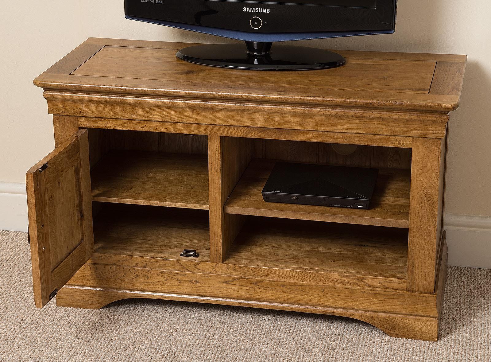 French Chateau Solid Oak Small TV Modern Furniture Direct
