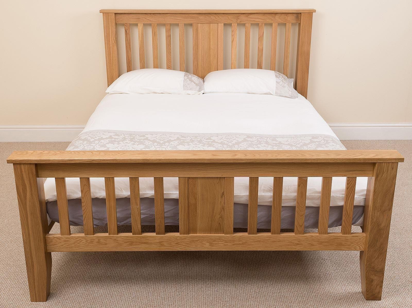 Boston Solid Oak 4ft6 Bed and Mattress Sets Modern Furniture Direct