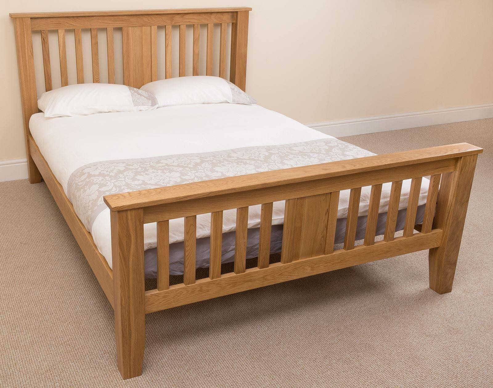 Boston Solid Oak 4ft6 Bed and Mattress Sets Modern Furniture Direct
