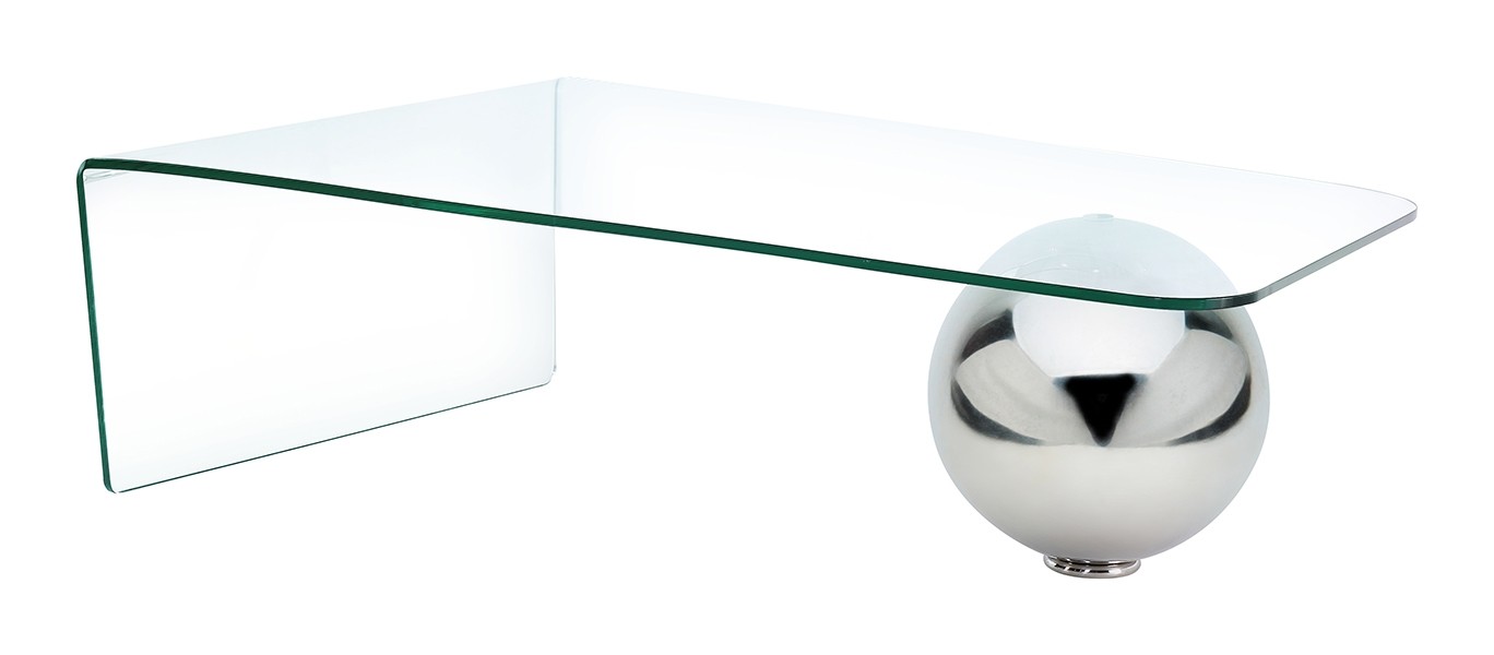 Neptune Stylish Bent Glass and Steel Ball Coffee Table Living Room Furniture