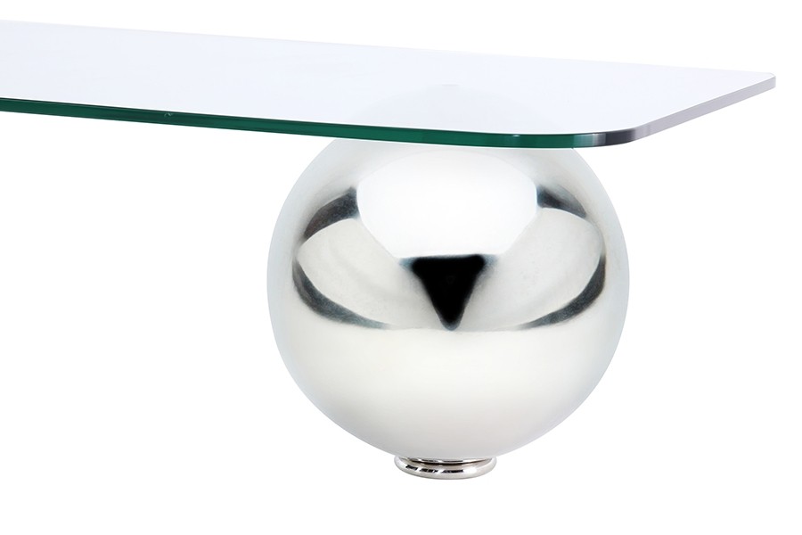 Neptune Stylish Bent Glass and Steel Ball Coffee Table Living Room Furniture