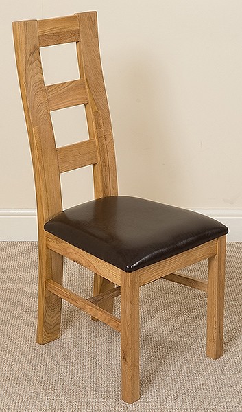 Yale Solid Oak Dining Chair [Light Oak and Brown Leather]