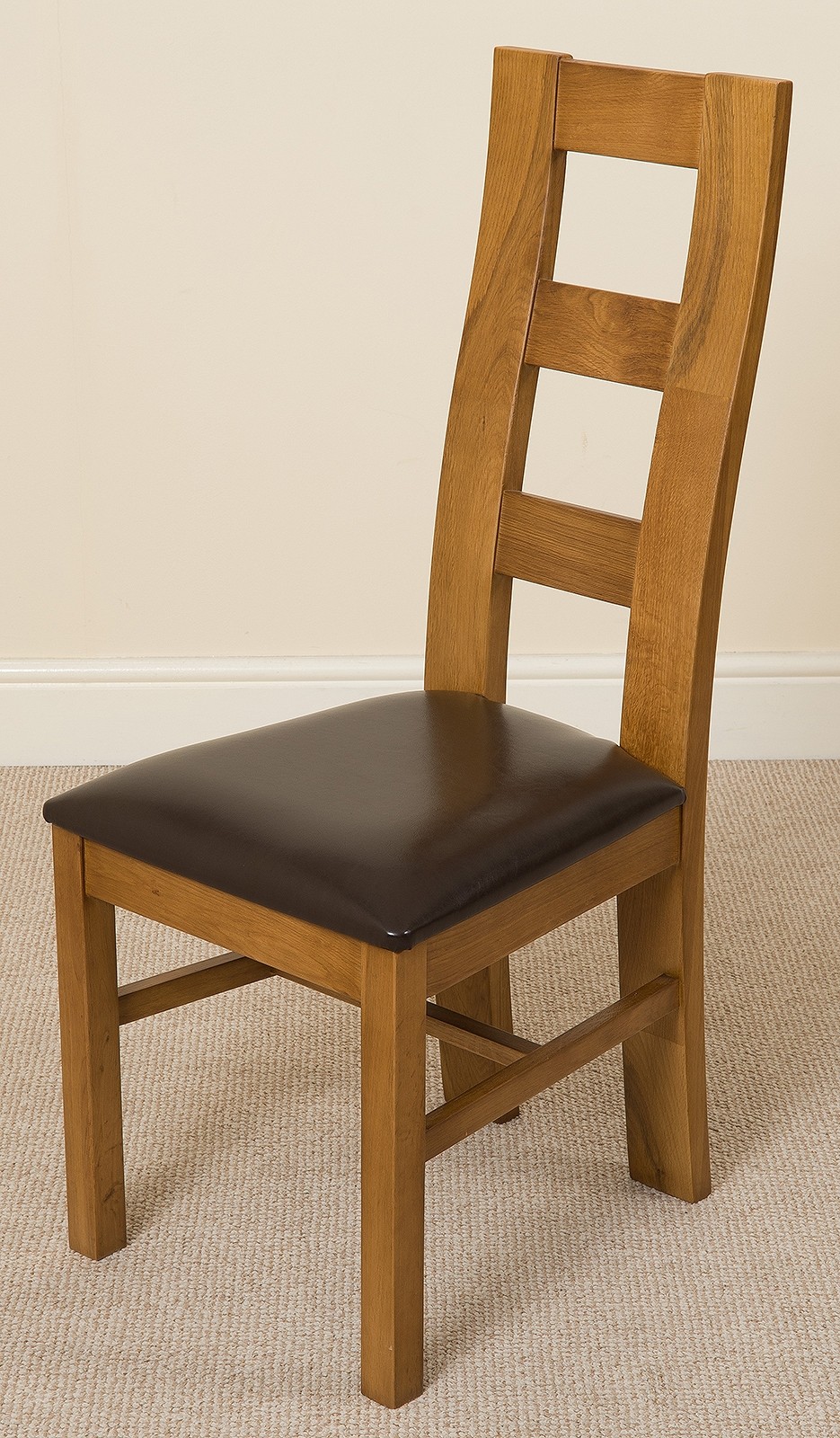 Yale Solid Oak Dining Chair [Light Oak and Brown Leather]