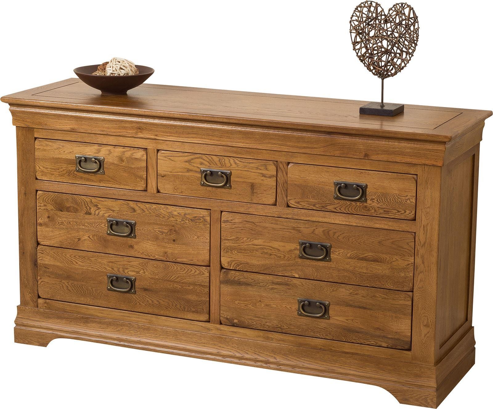 French Chateau Rustic Solid Oak Chest of Drawers [3+4 drawer]