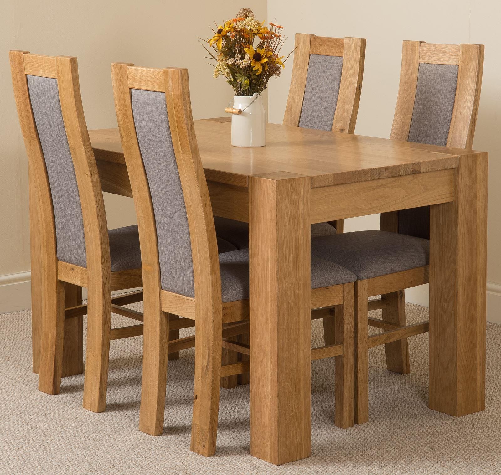 Kuba Solid Oak 125cm Dining Table with 4 Stanford Solid Oak Dining