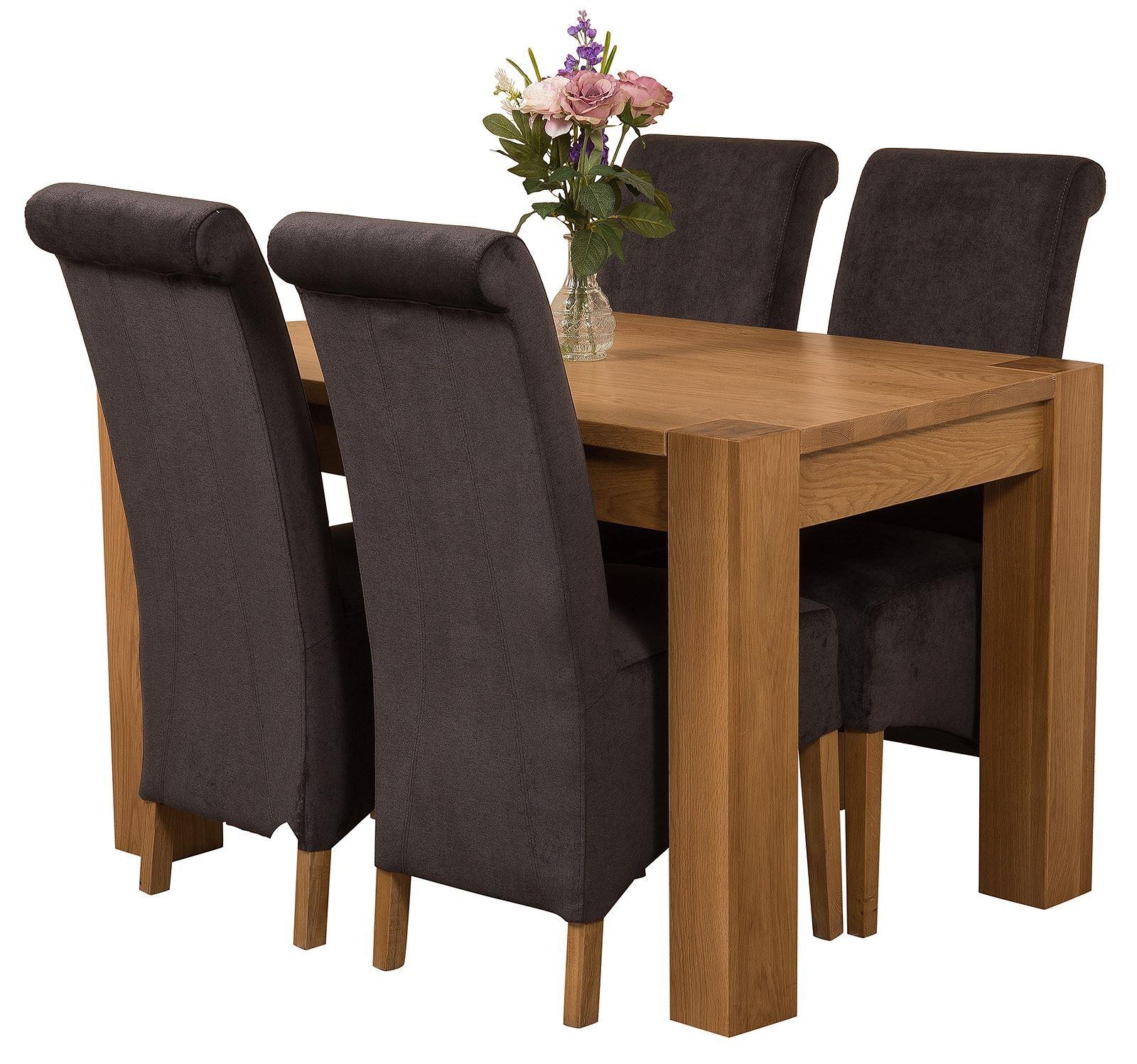 Kuba Solid Oak 125cm Dining Table with 4 Montana Dining Chairs [Black Fabric]