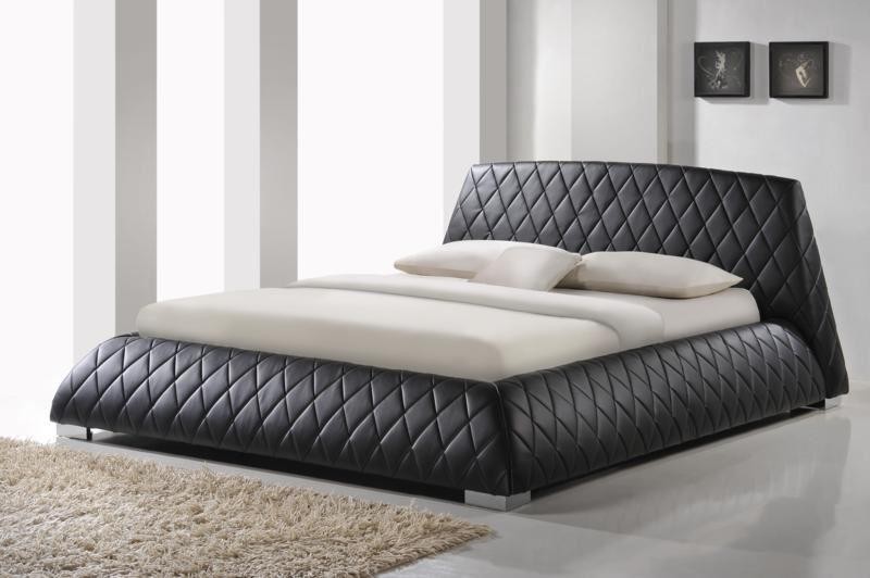 Giovani 4ft6 Double Designer Black Leather Bed frame & Memory Foam Mattress