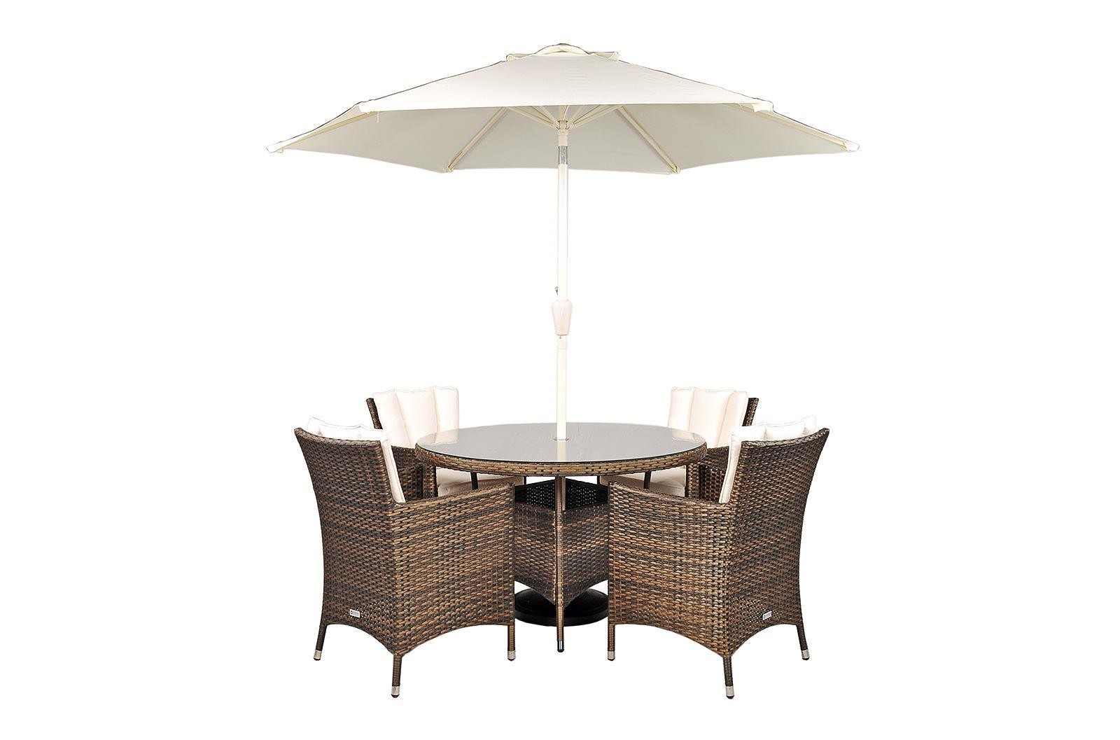 Savannah Rattan Garden Furniture [4 Seat Dining Set Plus Back Cushion]