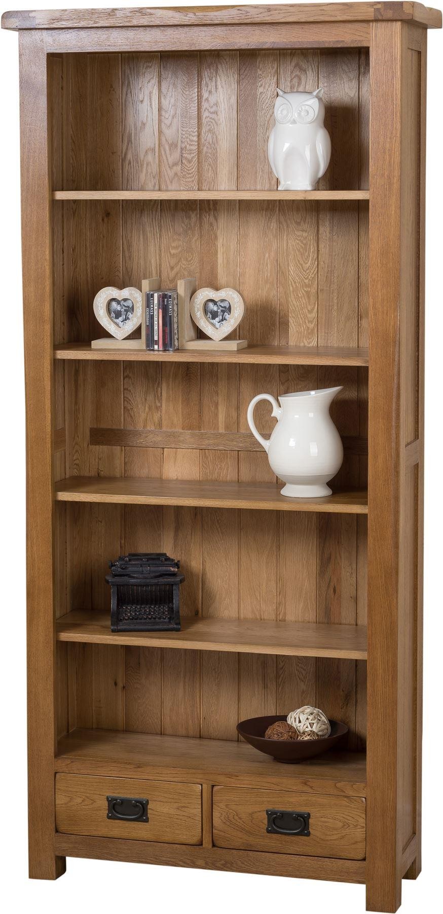 Cotswold Rustic Solid Oak Large Bookcase