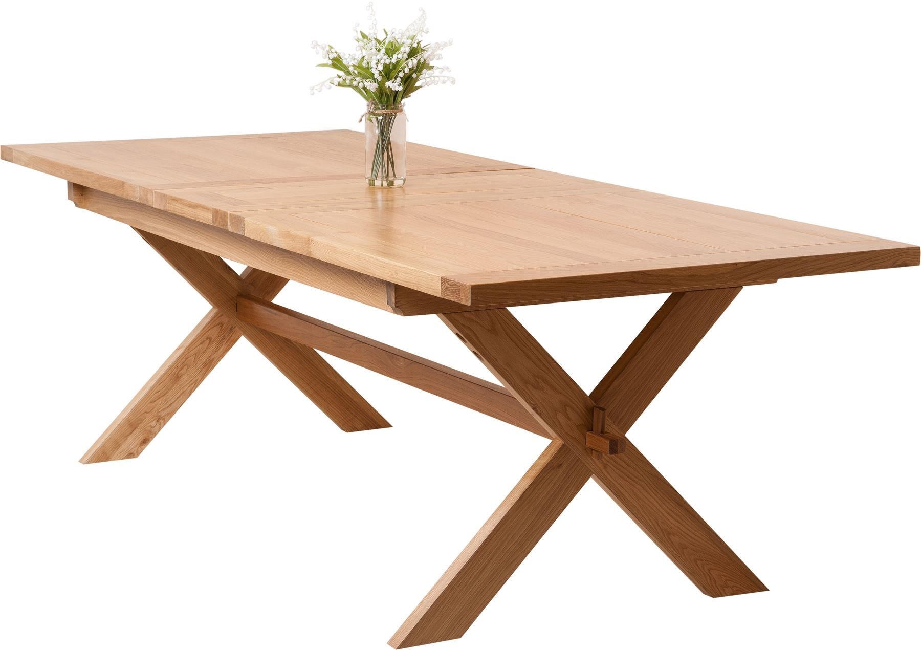 Vermont Solid Oak 200cm-240cm Crossed Leg Extending Dining Table