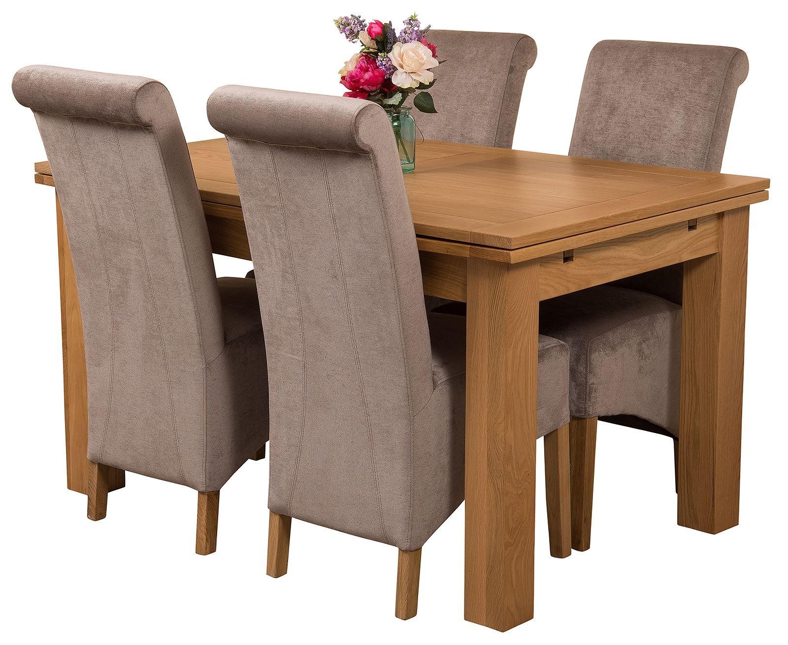 Richmond Solid Oak 140cm-220cm Extending Dining Table with 4 Montana Dining Chairs [Grey Fabric]