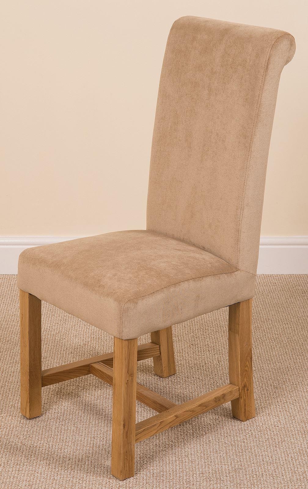Washington Scroll Top Dining Chair [Beige Fabric]