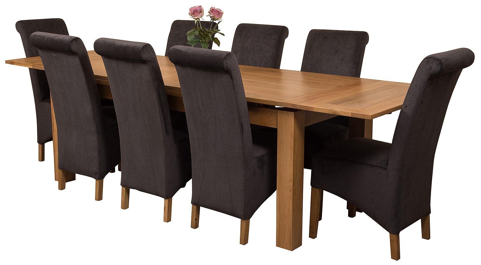 Richmond Solid Oak 200cm-280cm Extending Dining Table with 8 Montana Dining Chairs [Black Fabric]