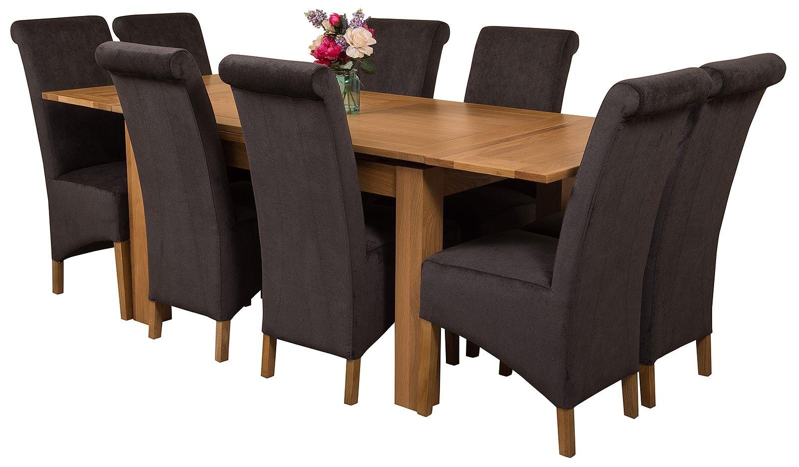 Richmond Solid Oak 140cm-220cm Extending Dining Table with 8 Montana Dining Chairs [Black Fabric]