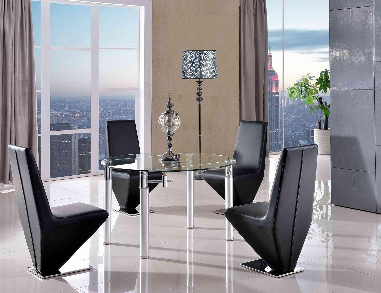 Torino Designer 74cm-120cm Extending Dining Table with 4 Rita Designer Dining Chairs [Black]