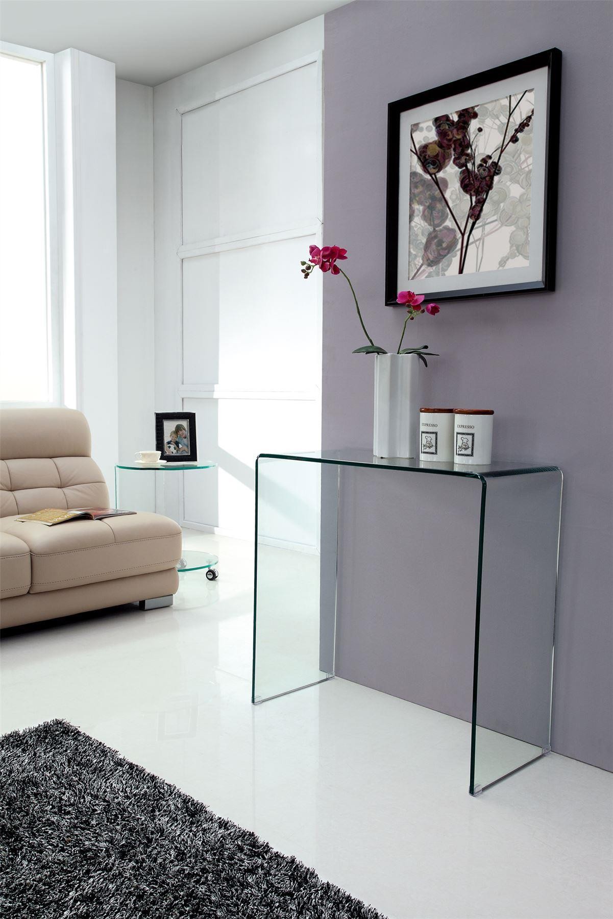 Crystal Small Glass Console Table