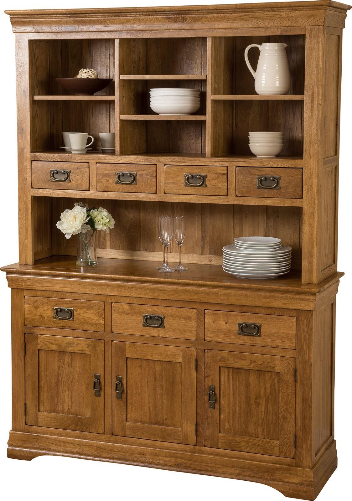 French Chateau Rustic Solid Oak Large Dresser