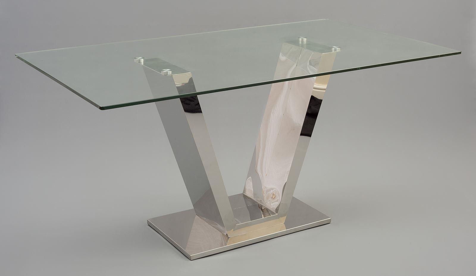 Valentino Glass and Steel Designer Dining Table