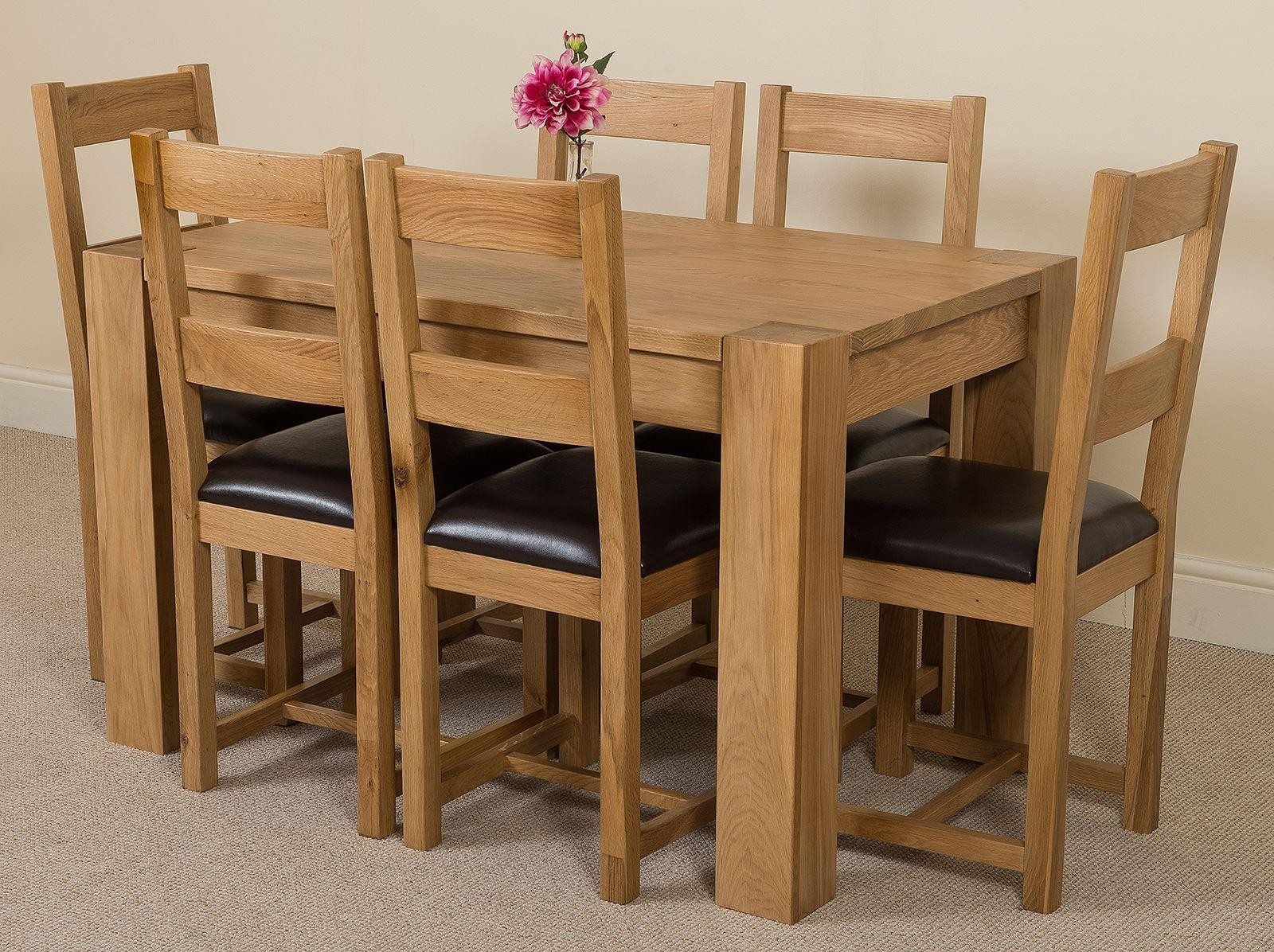 Kuba Solid Oak 125cm Dining Table with 6 Lincoln Solid Oak ...