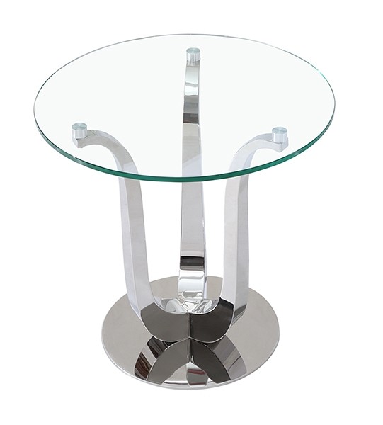 Naples Round Glass And Chrome Lamp Table, Round Lamp Tables