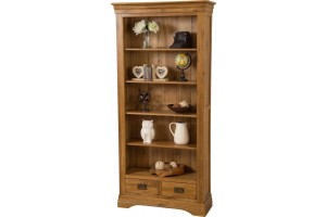 French Chateau Rustic Solid Oak Large Bookcase