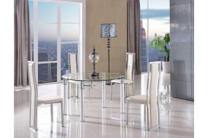 Torino Designer 74cm-120cm Extending Dining Table with 6 Elsa Designer Dining Chairs [Ivory]