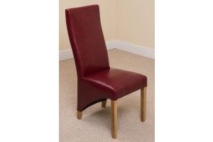 Left Side of Lola Curved Back Leather Dining Chair [Burgundy]