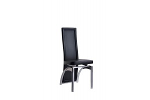 Alisa Dining Chair [Black Leather and Chrome]