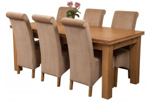 Richmond Solid Oak 200cm-280cm Extending Dining Table with 6 Montana Dining Chairs [Beige Fabric]