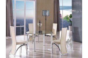 Torino Designer 74cm-120cm Extending Dining Table with 4 Alisa Dining Chair [Ivory]