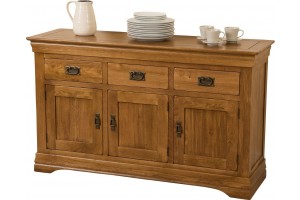 French Chateau Rustic Solid Oak Large Sideboard