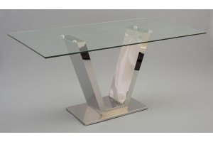 Valentino Glass and Steel Designer Dining Table