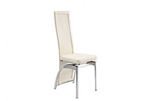 Alisa Dining Chair [Ivory Leather and Chrome]