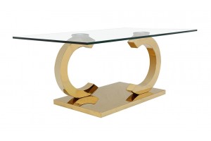 Channel Gold Glass and Chrome Coffee Table