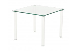 Glacier Modern Glass and Tube Leg Design Side Table