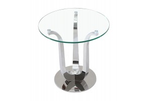 Naples Round Glass and Chrome Lamp Table