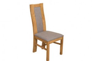 Stanford Solid Oak Dining Chair [Light Oak and Grey Fabric]