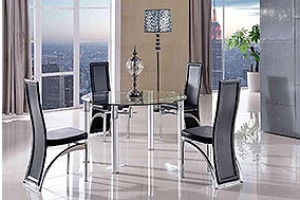 Torino Designer 75cm-120cm Extending Dining Table with 4 Alisa Dining Chairs [Black]