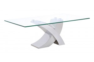Valencia Modern Glass and Steel Cross leg Coffee Table Living Room Furniture