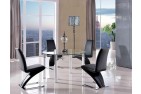 Torino Designer 74cm-120cm Extending Dining Table with 6 Zed Designer Dining Chairs [Black]