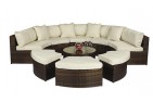 Monaco Rattan Garden Furniture [Semi Circle Sofa Set] No Parasol