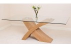Valencia Oak 200cm Wood and Glass Dining Table - Top Angle